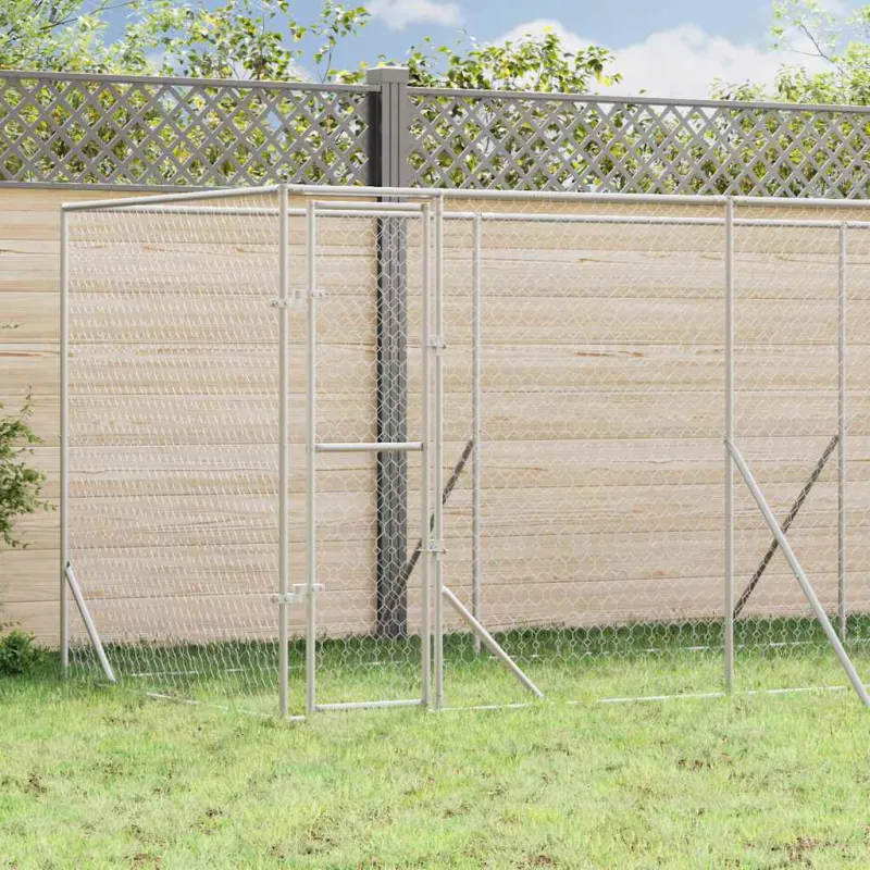 Lauko voljeras šunims, sidabrinis, 6x2x2m, plienas
