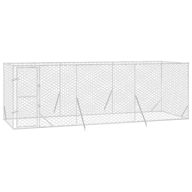 Lauko voljeras šunims, sidabrinis, 6x2x2m, plienas
