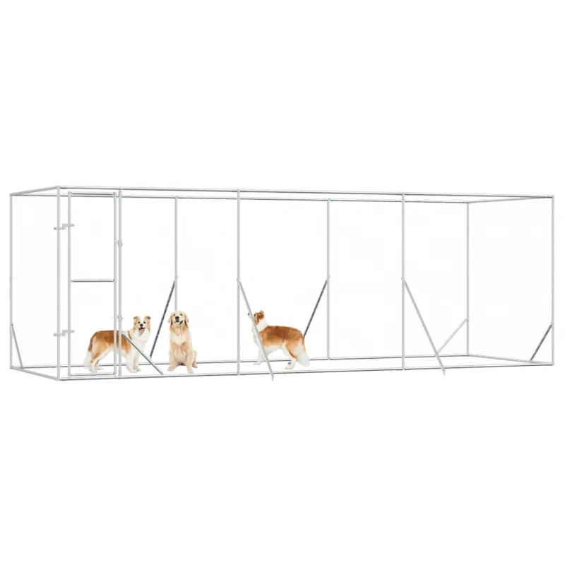 Lauko voljeras šunims, sidabrinis, 6x2x2m, plienas
