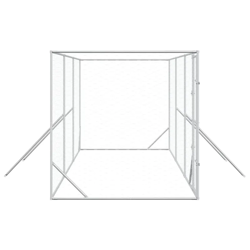 Lauko voljeras šunims, sidabrinis, 6x2x2m, plienas
