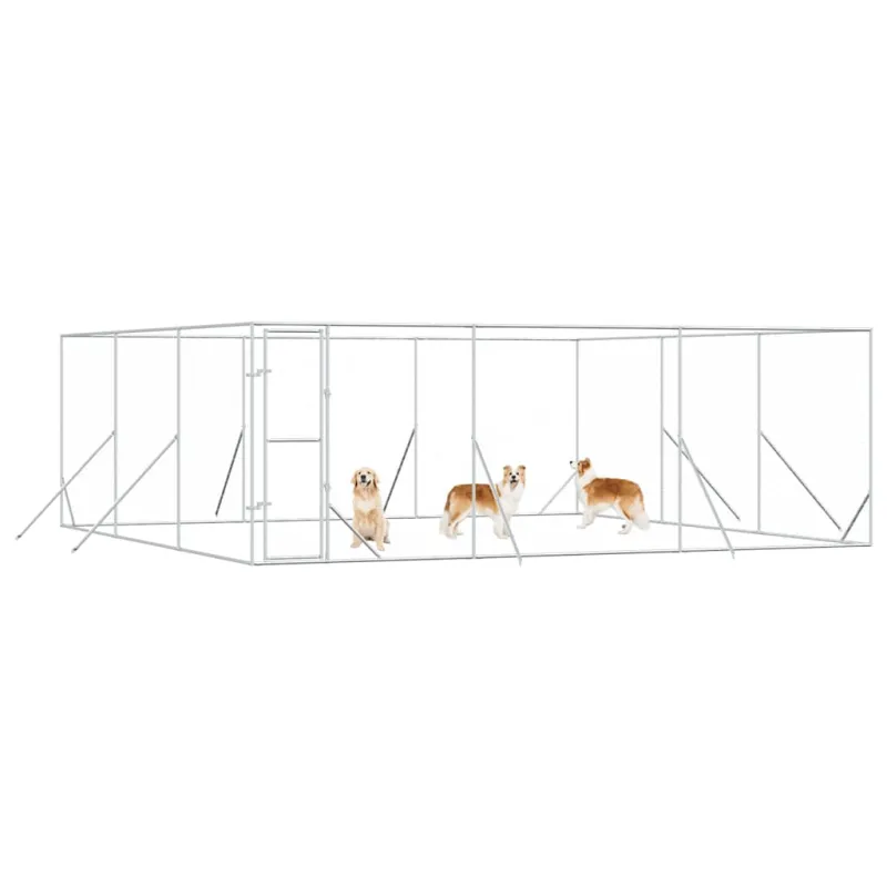 Lauko voljeras šunims, sidabrinis, 6x6x2m, plienas