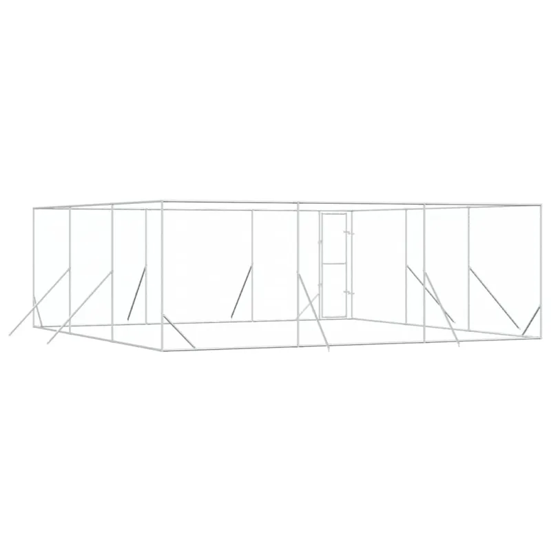 Lauko voljeras šunims, sidabrinis, 6x6x2m, plienas