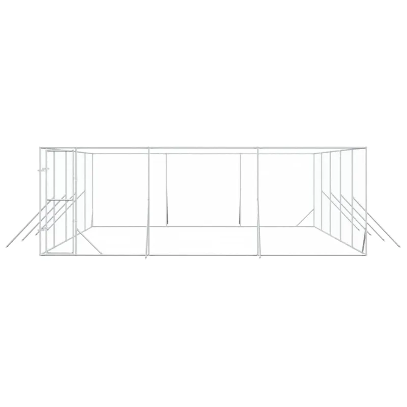 Lauko voljeras šunims, sidabrinis, 6x10x2m, plienas