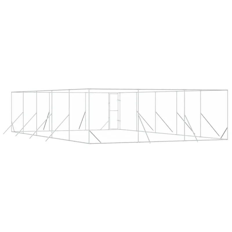 Lauko voljeras šunims, sidabrinis, 6x10x2m, plienas