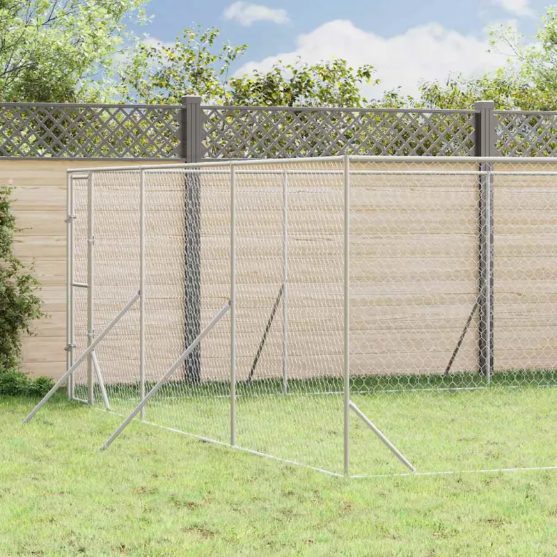 Lauko voljeras šunims, sidabrinis, 6x14x2m, plienas