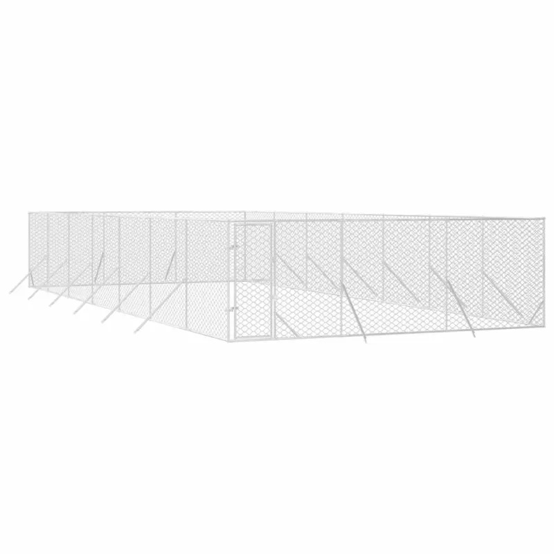 Lauko voljeras šunims, sidabrinis, 6x14x2m, plienas