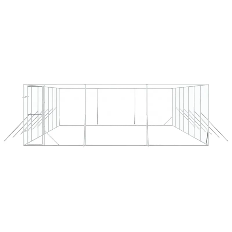 Lauko voljeras šunims, sidabrinis, 6x14x2m, plienas