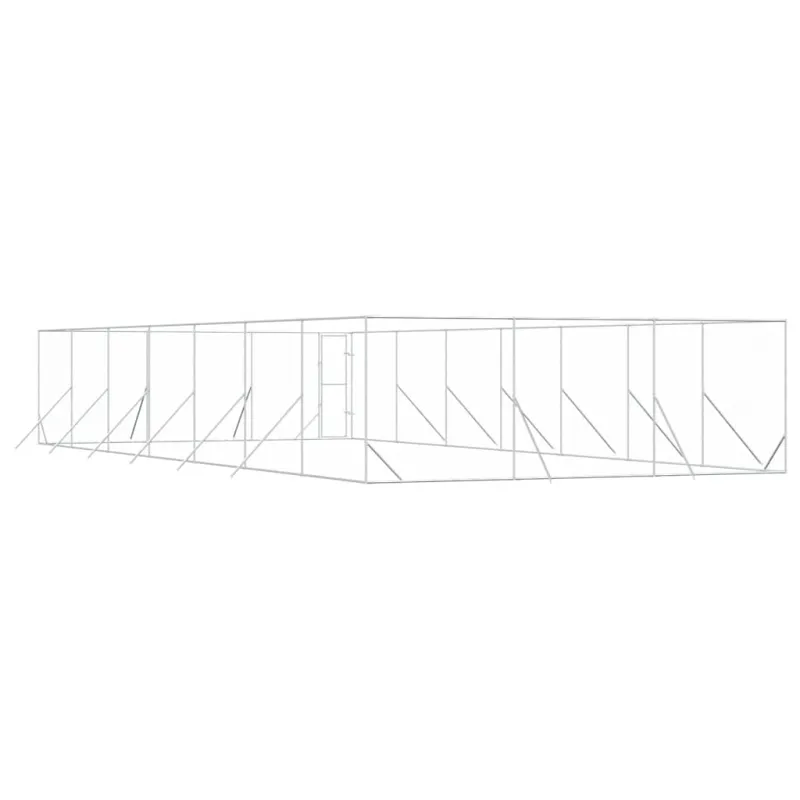 Lauko voljeras šunims, sidabrinis, 6x14x2m, plienas