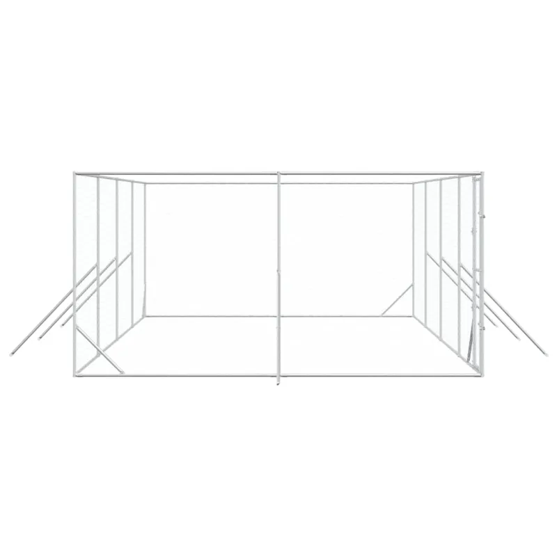 Lauko voljeras šunims, sidabrinis, 8x4x2m, plienas