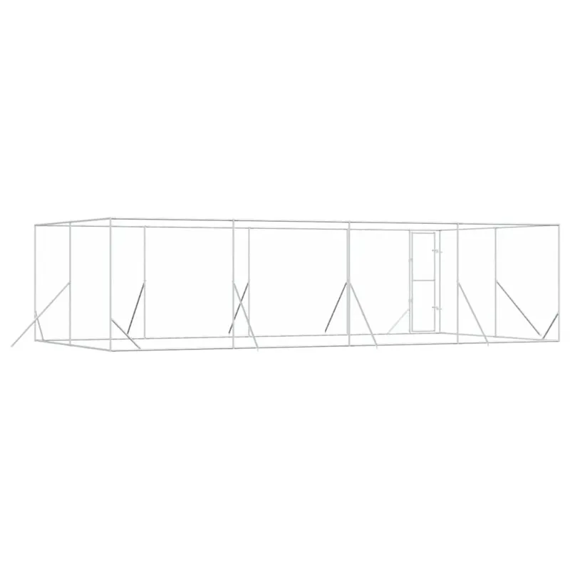 Lauko voljeras šunims, sidabrinis, 8x4x2m, plienas