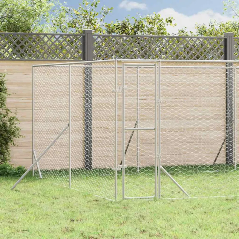 Lauko voljeras šunims, sidabrinis, 8x8x2m, plienas