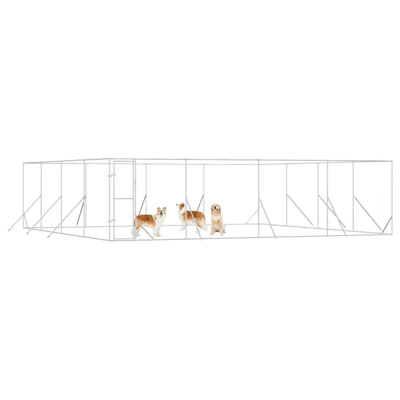 Lauko voljeras šunims, sidabrinis, 8x8x2m, plienas