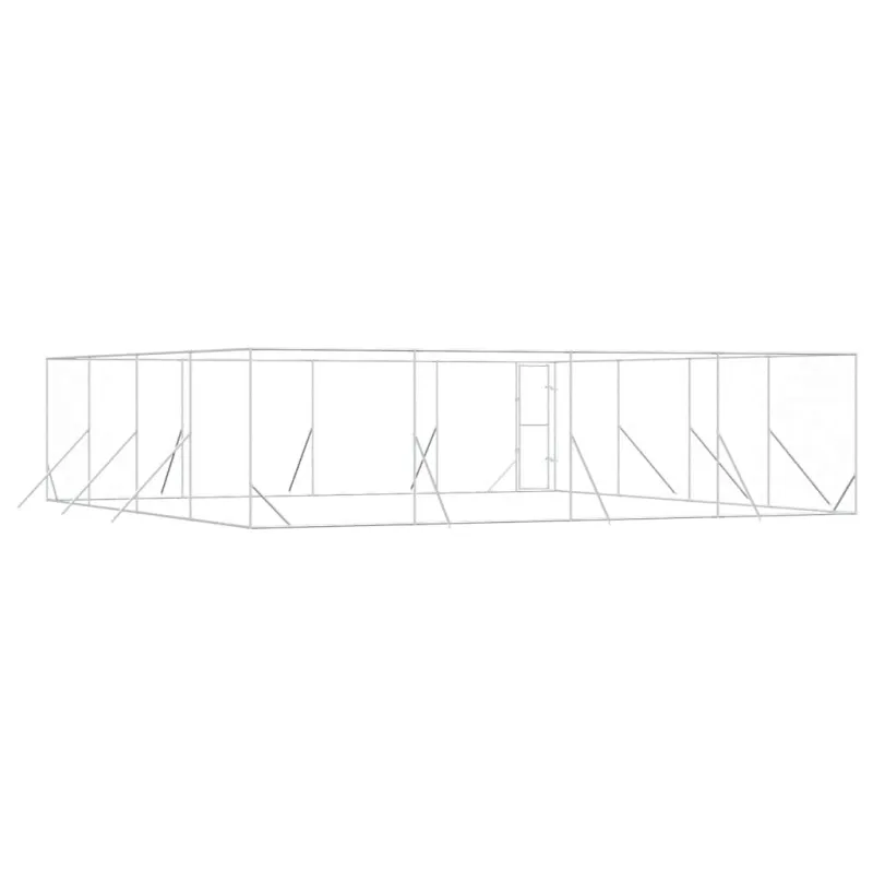 Lauko voljeras šunims, sidabrinis, 8x8x2m, plienas