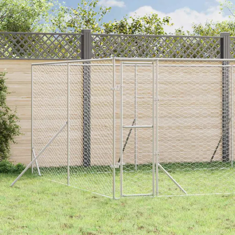 Lauko voljeras šunims, sidabrinis, 8x12x2m, plienas