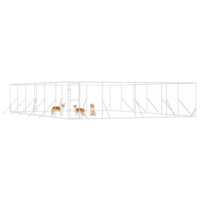 Lauko voljeras šunims, sidabrinis, 8x12x2m, plienas