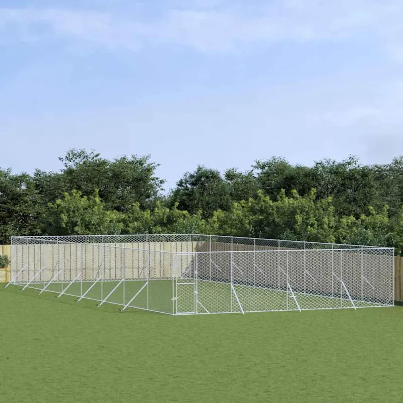 Lauko voljeras šunims, sidabrinis, 8x16x2m, plienas