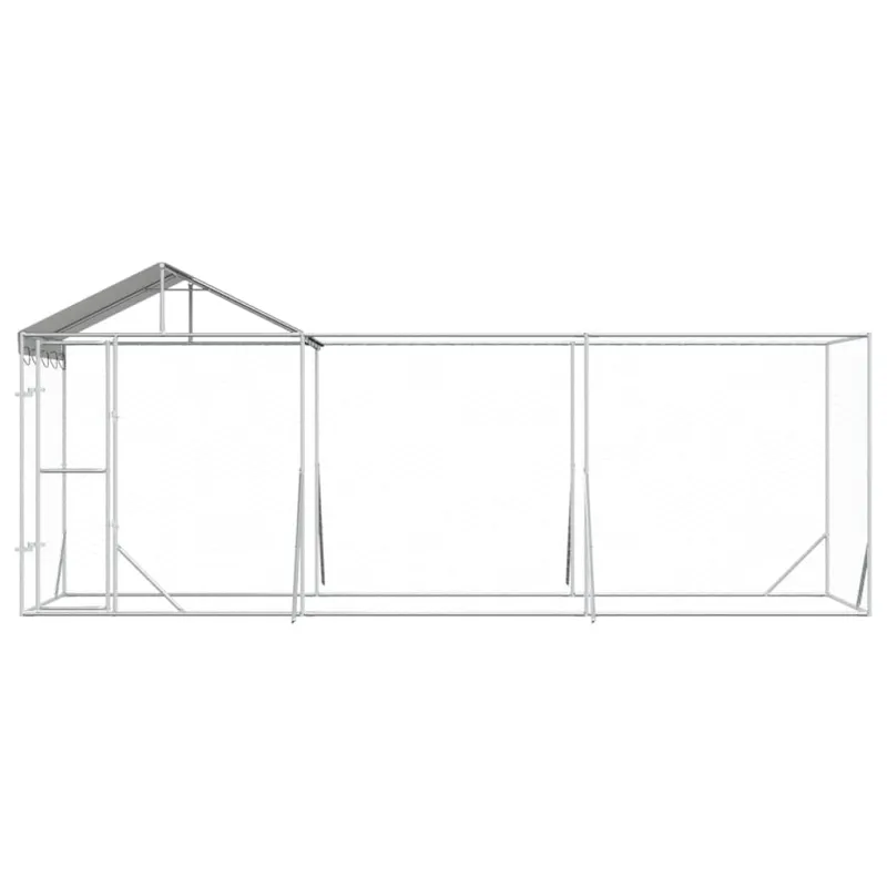 Lauko voljeras šunims su stogu, sidabrinis, 6x2x2,5m, plienas