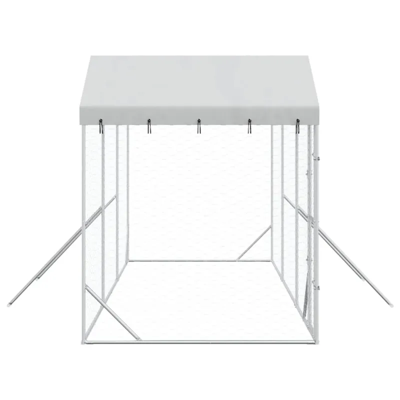 Lauko voljeras šunims su stogu, sidabrinis, 6x2x2,5m, plienas