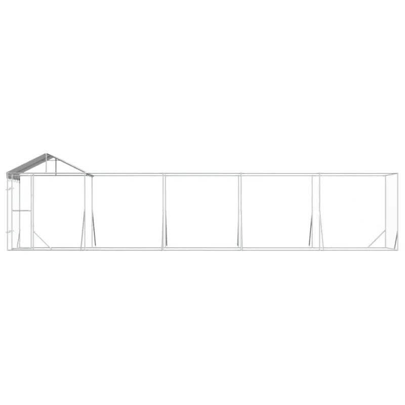 Lauko voljeras šunims su stogu, sidabrinis, 10x2x2,5m, plienas