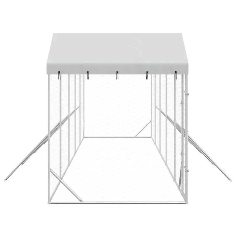 Lauko voljeras šunims su stogu, sidabrinis, 10x2x2,5m, plienas