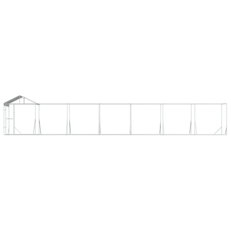 Lauko voljeras šunims su stogu, sidabrinis, 14x2x2,5m, plienas