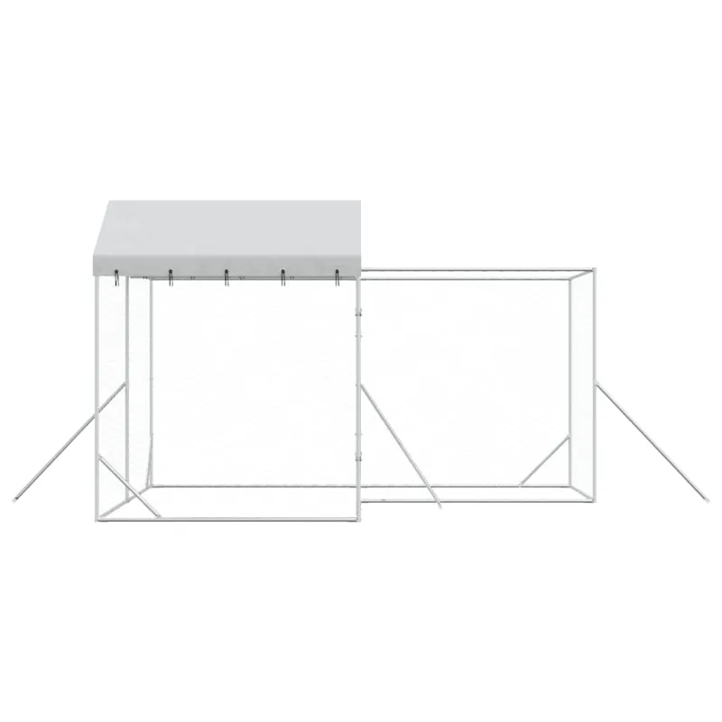 Lauko voljeras šunims su stogu, sidabrinis, 4x4x2,5m, plienas