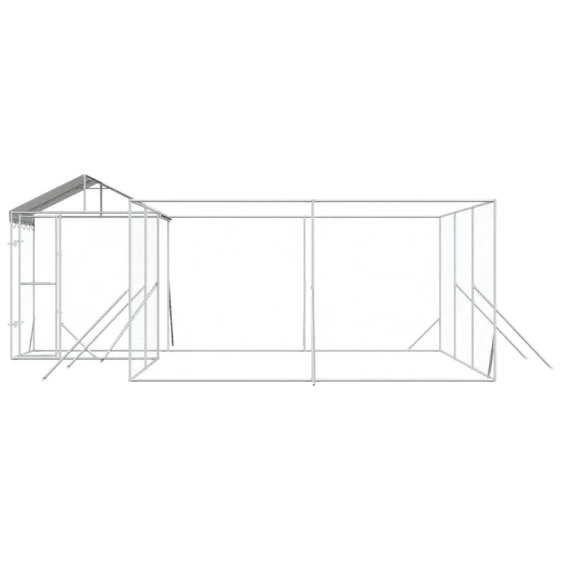 Lauko voljeras šunims su stogu, sidabrinis, 6x6x2,5m, plienas
