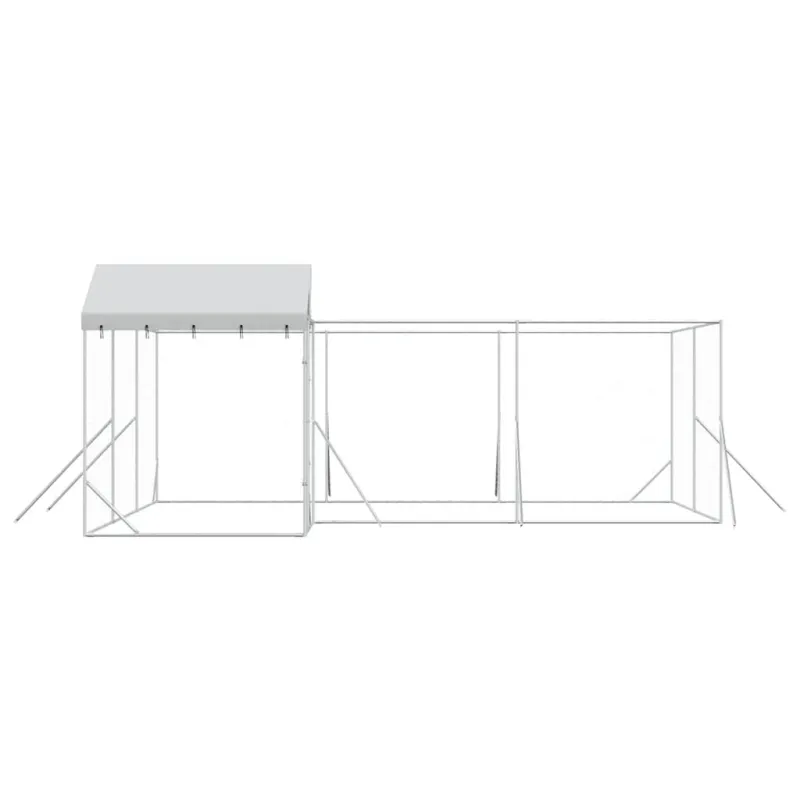 Lauko voljeras šunims su stogu, sidabrinis, 6x6x2,5m, plienas