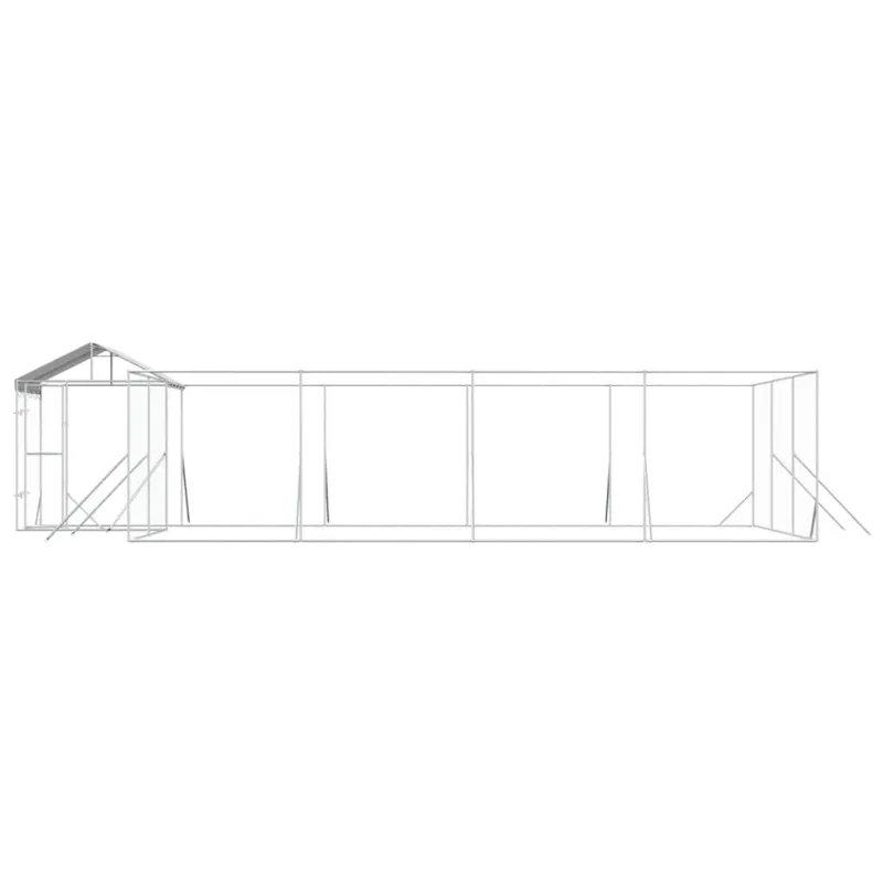 Lauko voljeras šunims su stogu, sidabrinis, 10x6x2,5m, plienas