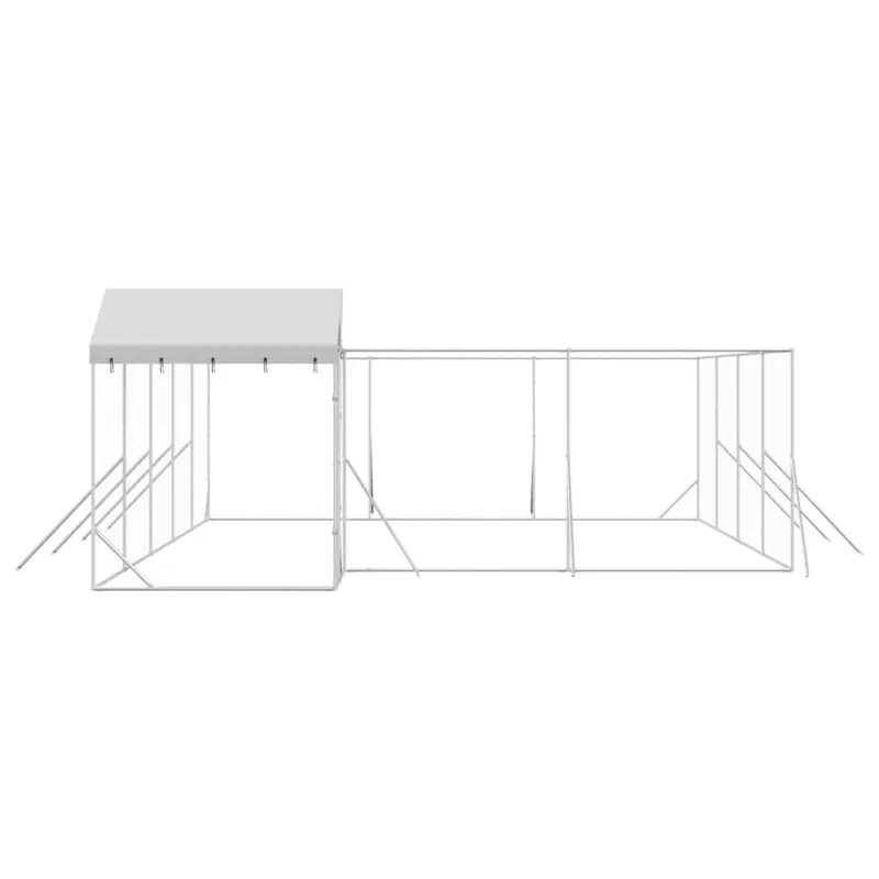 Lauko voljeras šunims su stogu, sidabrinis, 10x6x2,5m, plienas