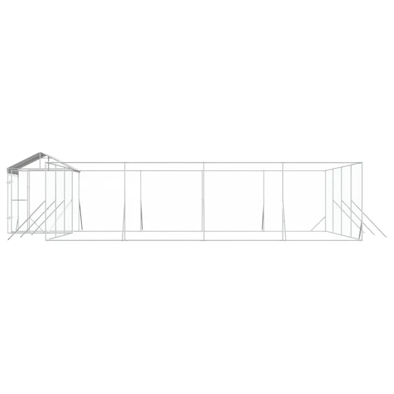 Lauko voljeras šunims su stogu, sidabrinis, 10x8x2,5m, plienas