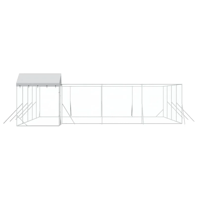 Lauko voljeras šunims su stogu, sidabrinis, 10x8x2,5m, plienas