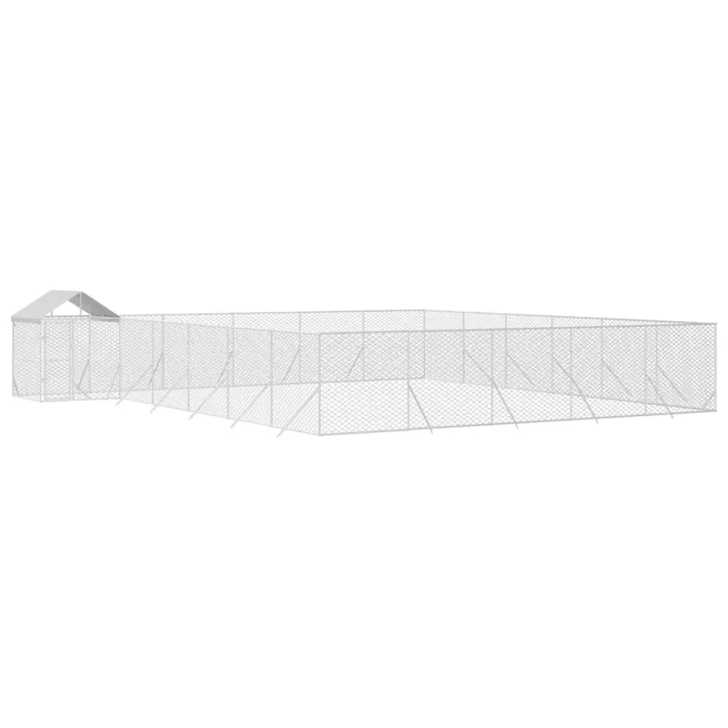 Lauko voljeras šunims su stogu, sidabrinis, 12x12x2,5m, plienas