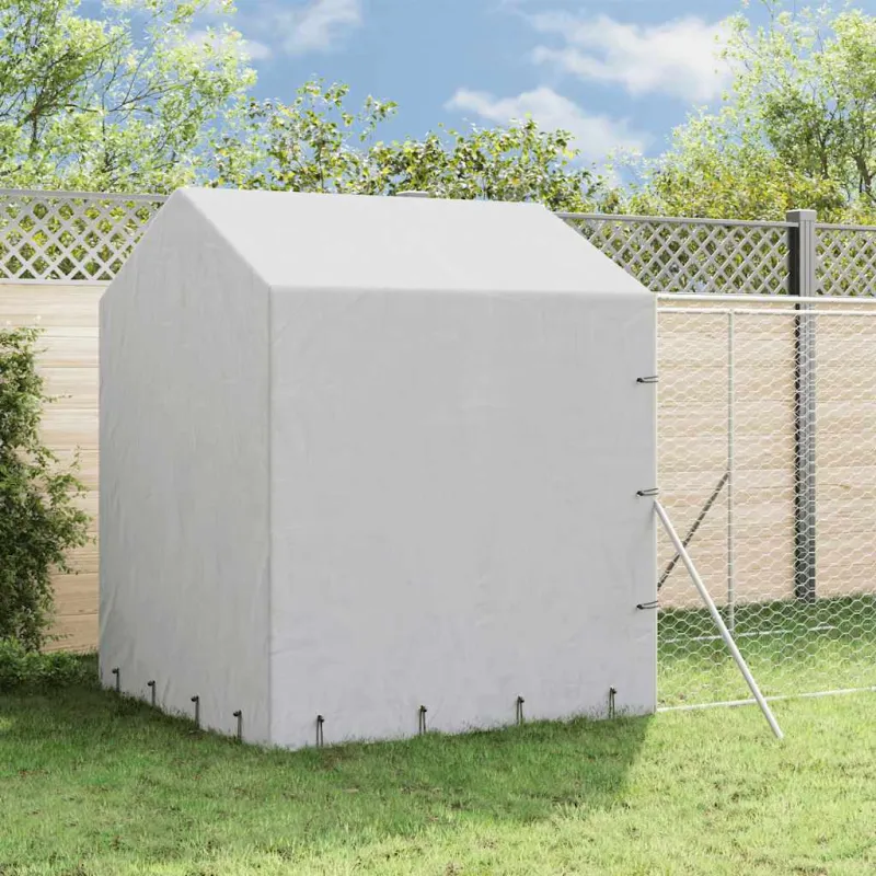 Lauko voljeras šunims su stogu, sidabrinis, 2x6x2,5m, plienas