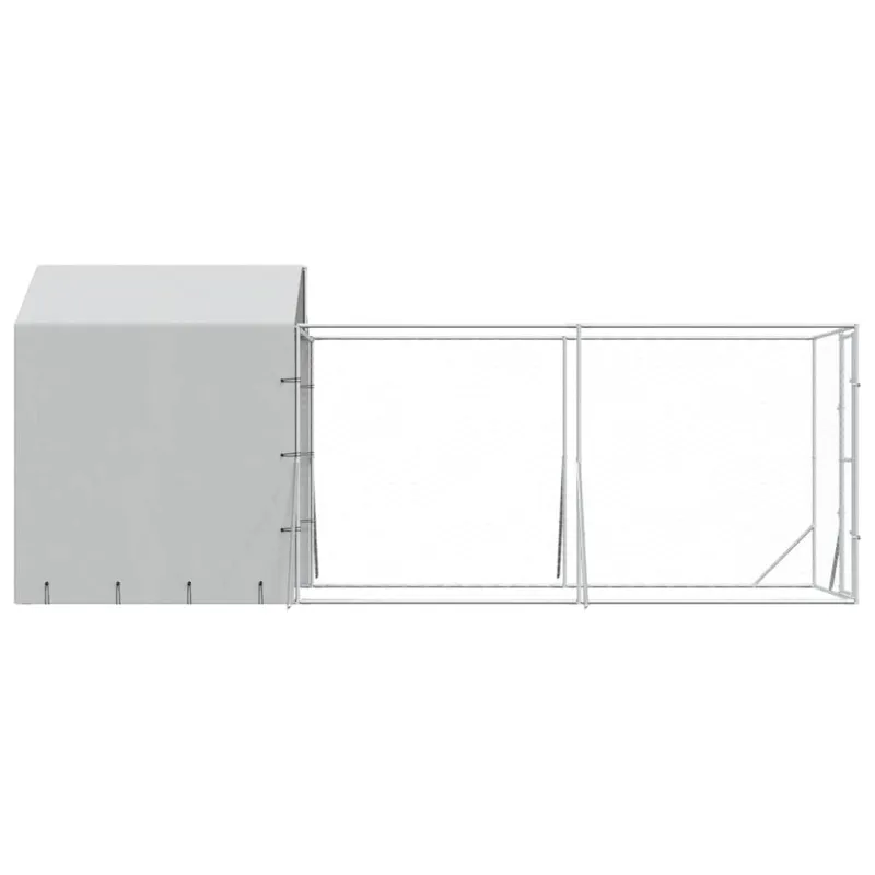 Lauko voljeras šunims su stogu, sidabrinis, 2x6x2,5m, plienas