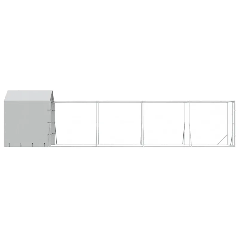Lauko voljeras šunims su stogu, sidabrinis, 2x10x2,5m, plienas