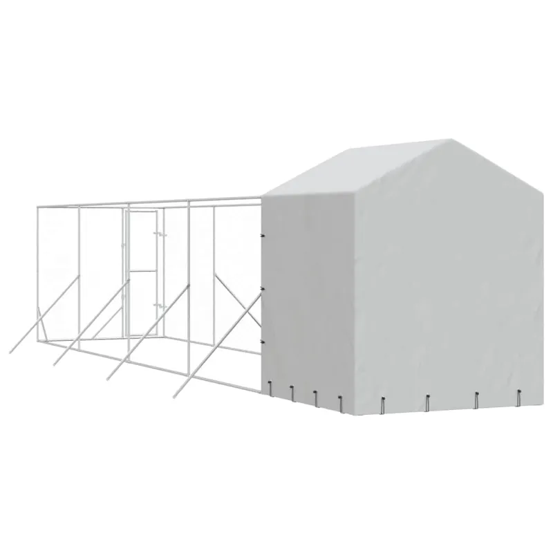 Lauko voljeras šunims su stogu, sidabrinis, 2x10x2,5m, plienas
