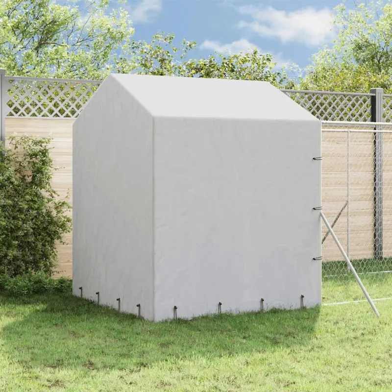 Lauko voljeras šunims su stogu, sidabrinis, 2x14x2,5m, plienas