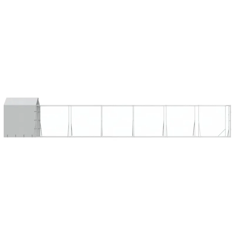 Lauko voljeras šunims su stogu, sidabrinis, 2x14x2,5m, plienas
