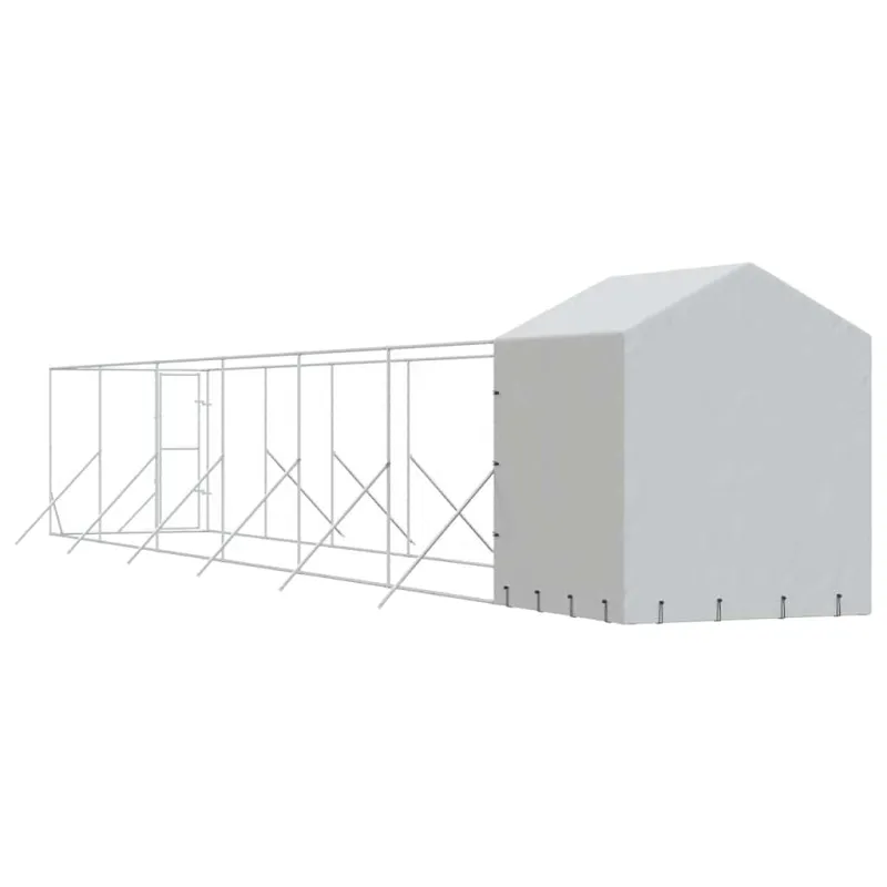 Lauko voljeras šunims su stogu, sidabrinis, 2x14x2,5m, plienas