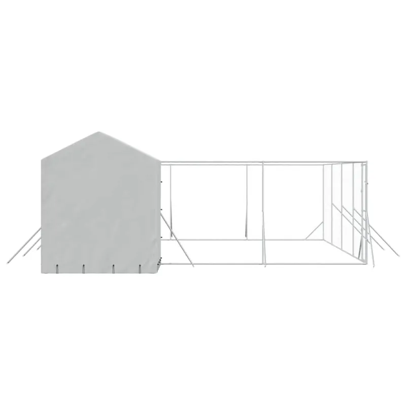 Lauko voljeras šunims su stogu, sidabrinis, 10x6x2,5m, plienas