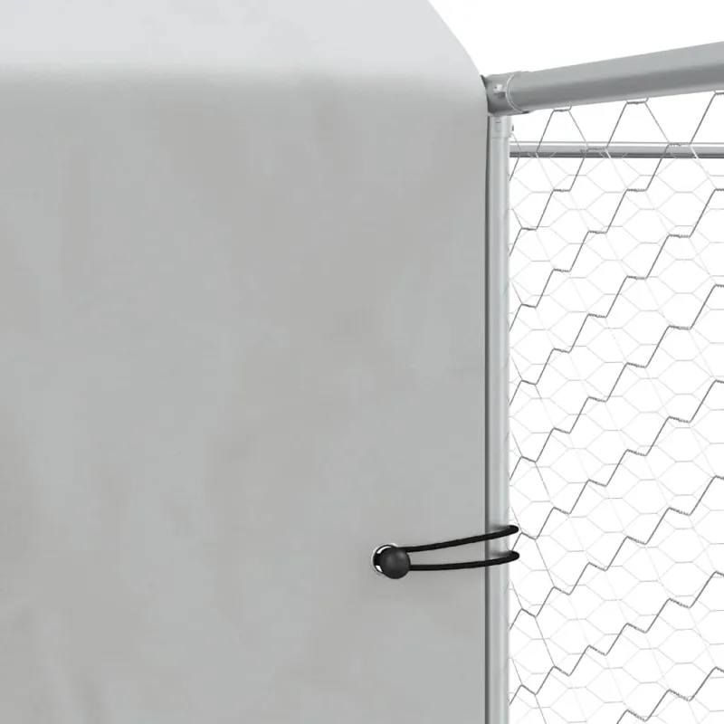 Lauko voljeras šunims su stogu, sidabrinis, 10x6x2,5m, plienas