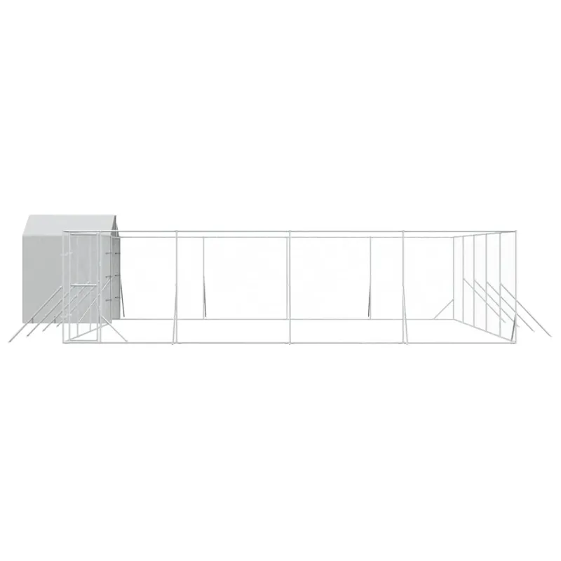 Lauko voljeras šunims su stogu, sidabrinis, 10x10x2,5m, plienas