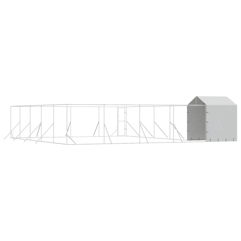 Lauko voljeras šunims su stogu, sidabrinis, 10x10x2,5m, plienas