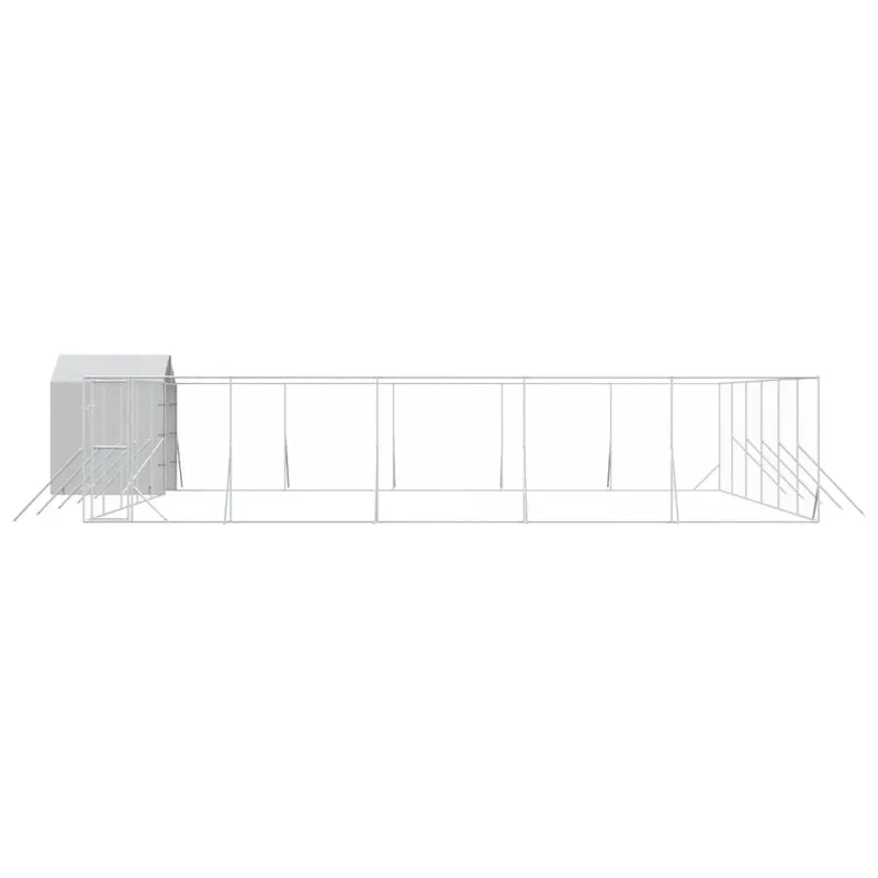Lauko voljeras šunims su stogu, sidabrinis, 12x12x2,5m, plienas