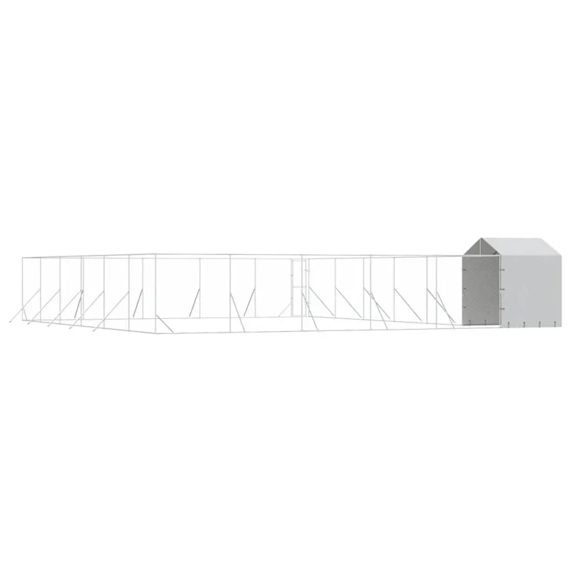 Lauko voljeras šunims su stogu, sidabrinis, 12x12x2,5m, plienas
