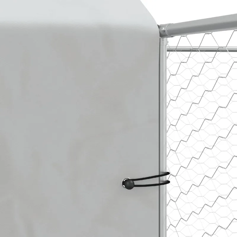 Lauko voljeras šunims su stogu, sidabrinis, 12x12x2,5m, plienas