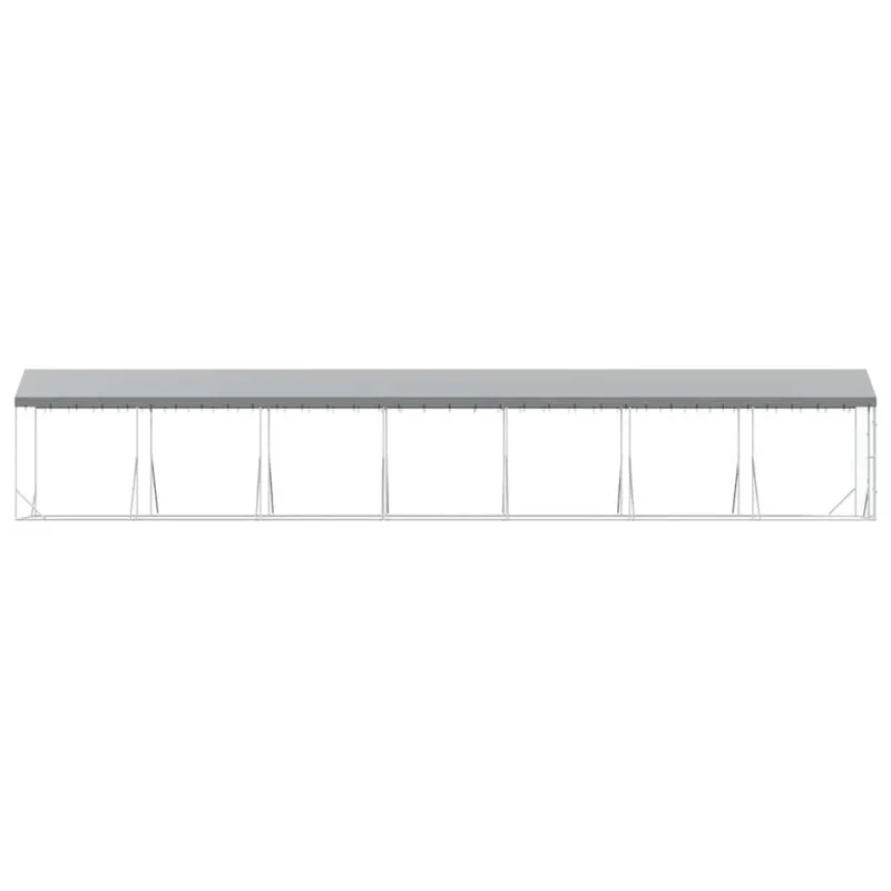 Lauko voljeras šunims su stogu, sidabrinis, 2x14x2,5m, plienas