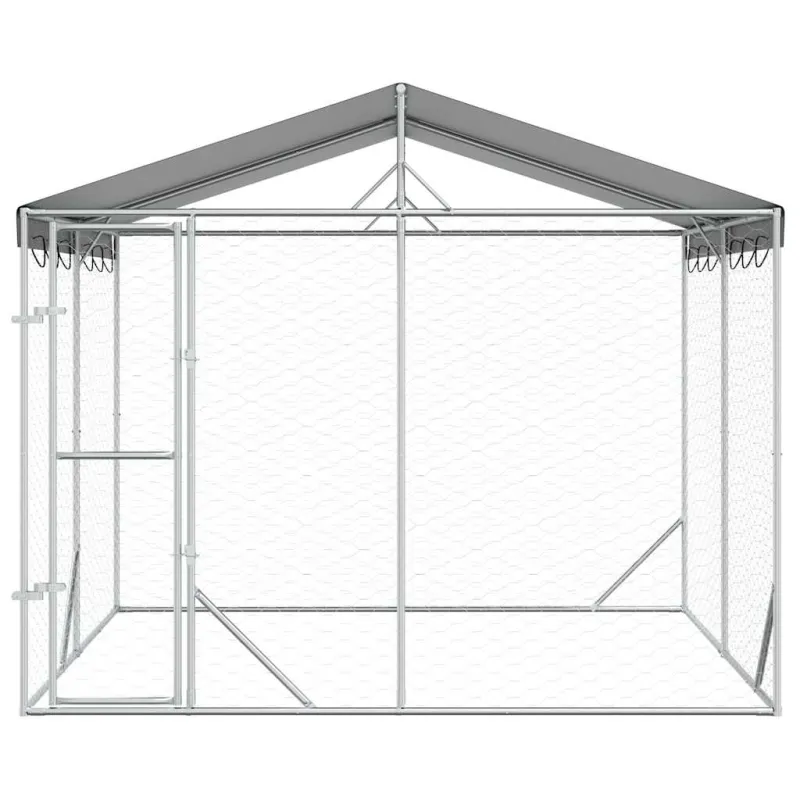 Lauko voljeras šunims su stogu, sidabrinis, 3x3x2,5m, plienas