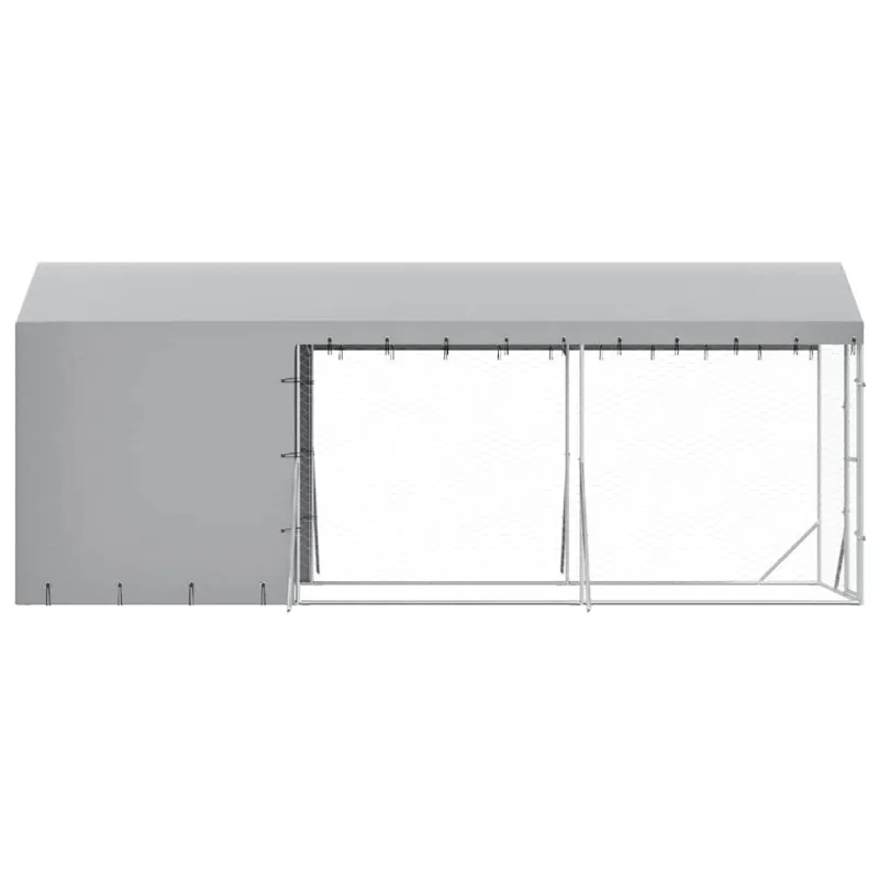 Lauko voljeras šunims su stogu, sidabrinis, 2x6x2,5m, plienas